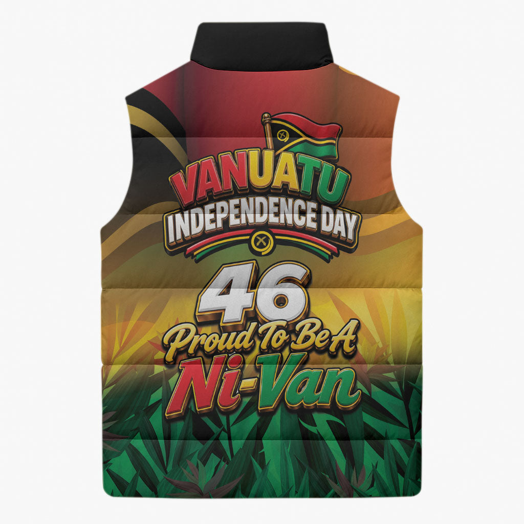 Vanuatu Independence Day Sleeveless Puffer Jacket Chibi Boar Proud To Be A Ni-Van LT14 - Polynesian Pride