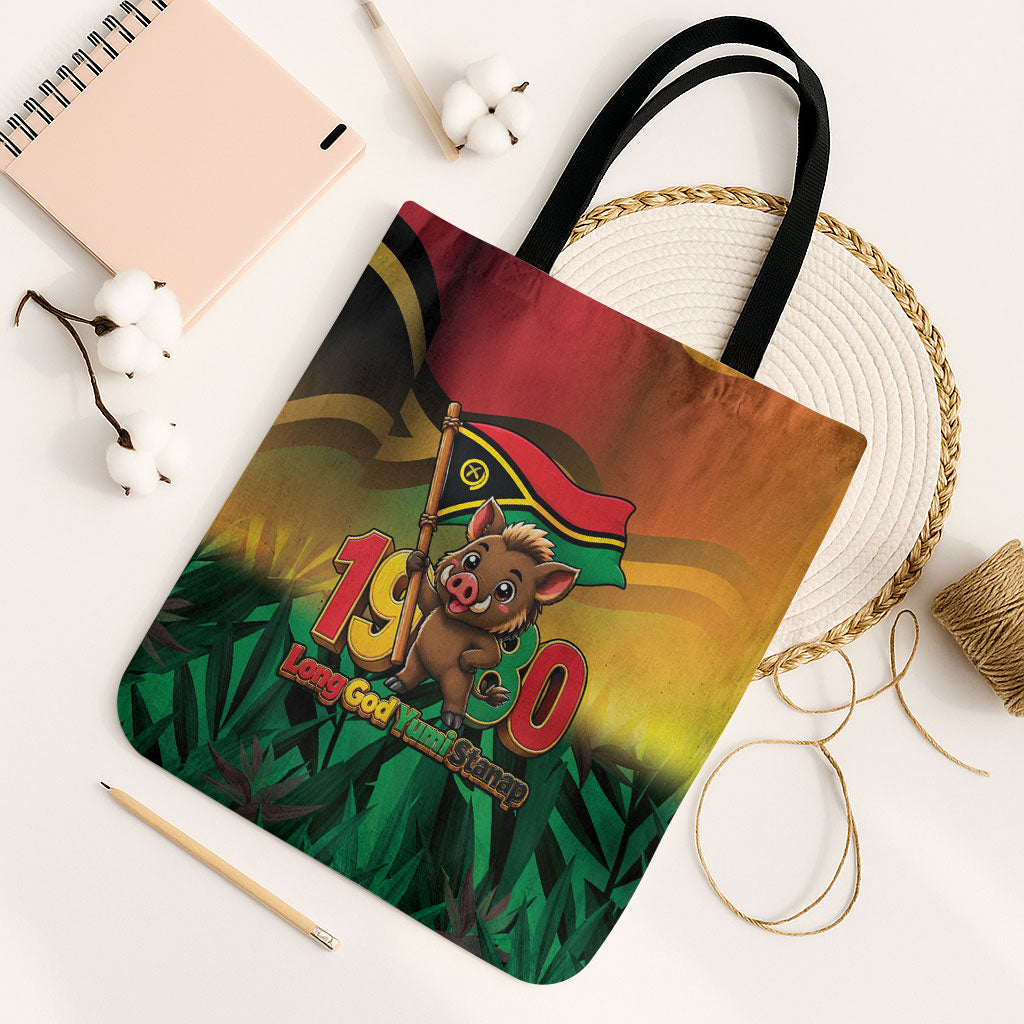 Vanuatu Independence Day Tote Bag Chibi Boar Proud To Be A Ni-Van LT14 Black Strap One Size Multicolor - Polynesian Pride