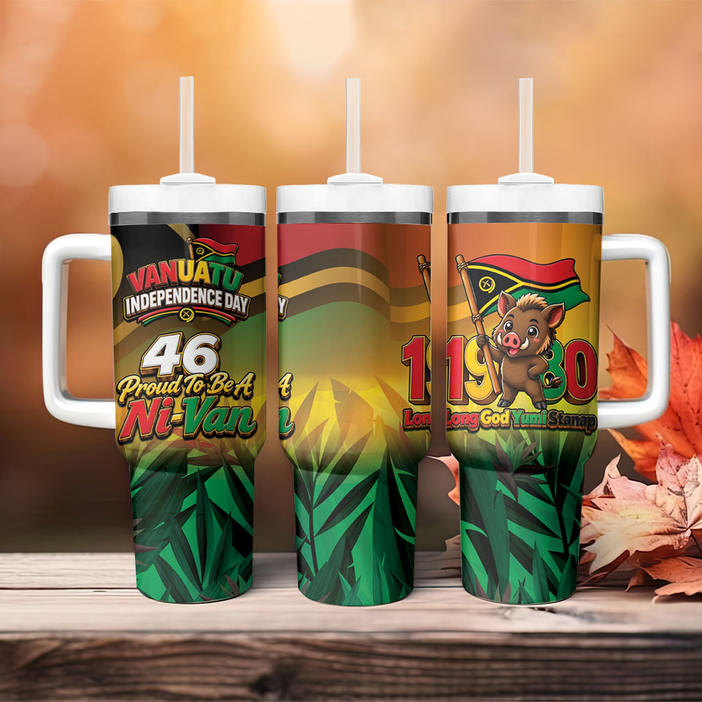 Vanuatu Independence Day Tumbler With Handle Chibi Boar Proud To Be A Ni-Van LT14 - Polynesian Pride