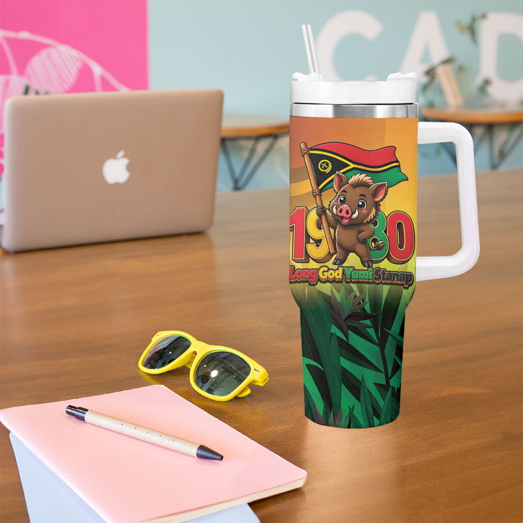 Vanuatu Independence Day Tumbler With Handle Chibi Boar Proud To Be A Ni-Van LT14 - Polynesian Pride