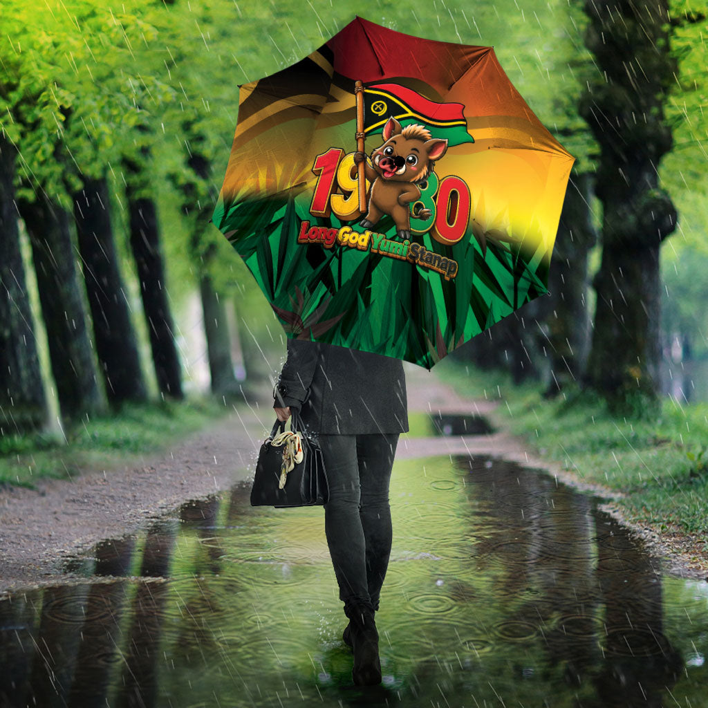 Vanuatu Independence Day Umbrella Chibi Boar Proud To Be A Ni-Van LT14 - Polynesian Pride