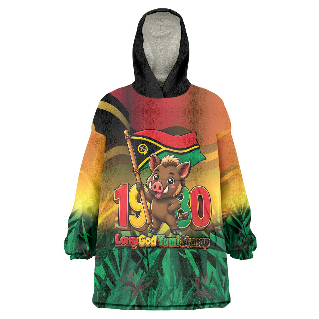 Vanuatu Independence Day Wearable Blanket Hoodie Chibi Boar Proud To Be A Ni-Van LT14 One Size Multicolor - Polynesian Pride