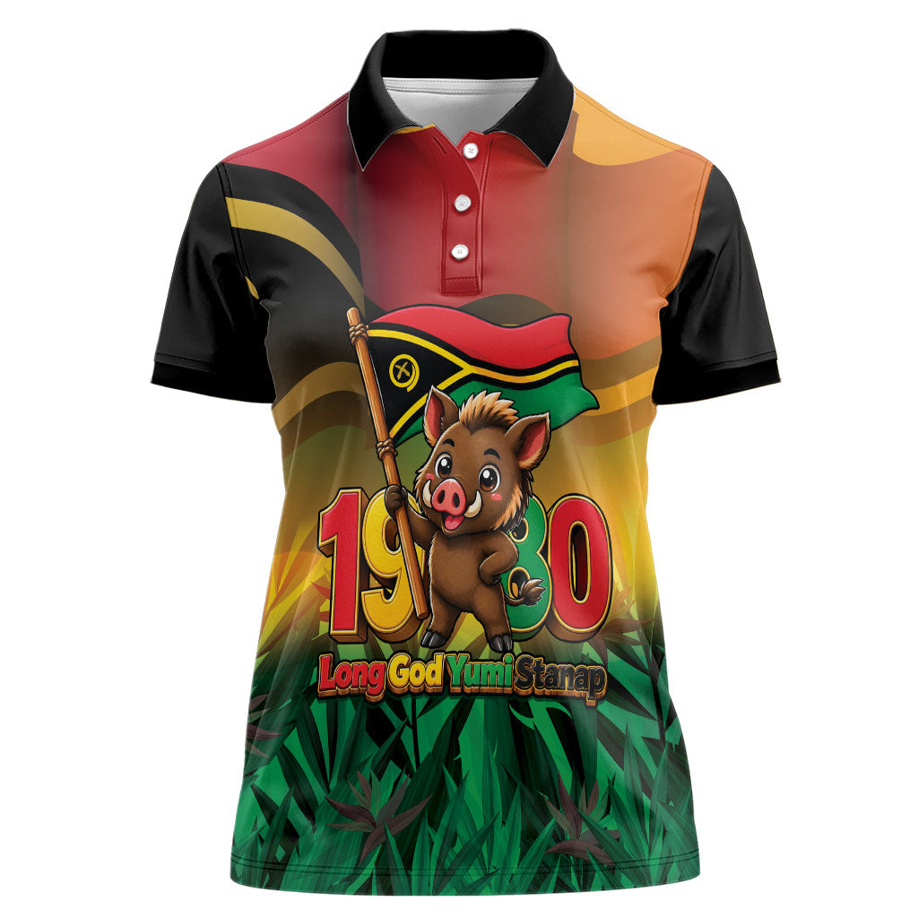 Vanuatu Independence Day Women Polo Shirt Chibi Boar Proud To Be A Ni-Van LT14 Female Multicolor - Polynesian Pride