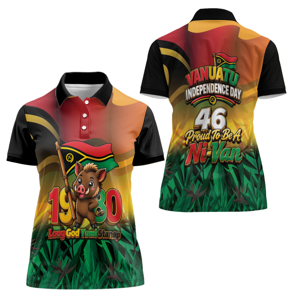 Vanuatu Independence Day Women Polo Shirt Chibi Boar Proud To Be A Ni-Van LT14 - Polynesian Pride