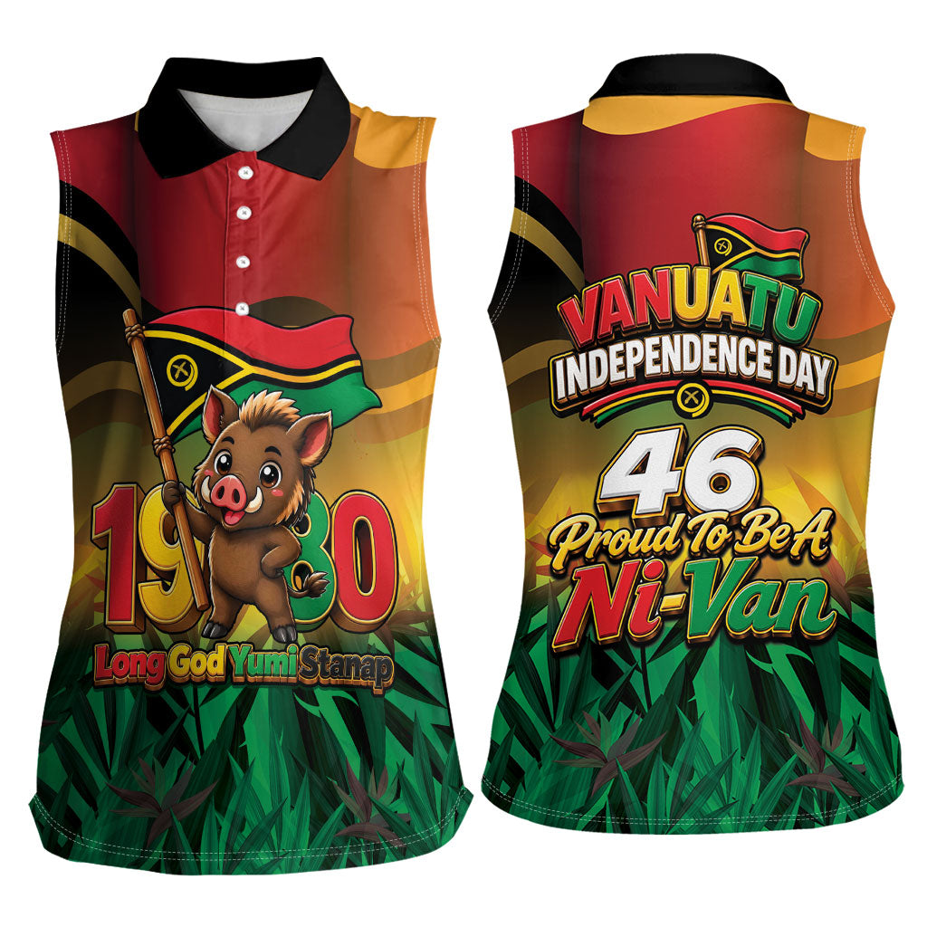 Vanuatu Independence Day Women Sleeveless Polo Shirt Chibi Boar Proud To Be A Ni-Van LT14 - Polynesian Pride
