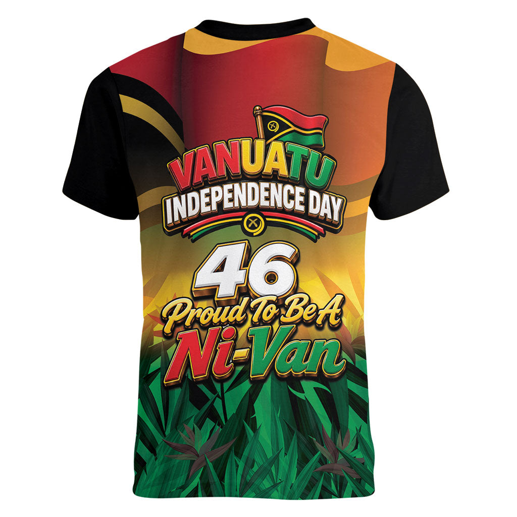 Vanuatu Independence Day Women V-Neck T-Shirt Chibi Boar Proud To Be A Ni-Van LT14 - Polynesian Pride