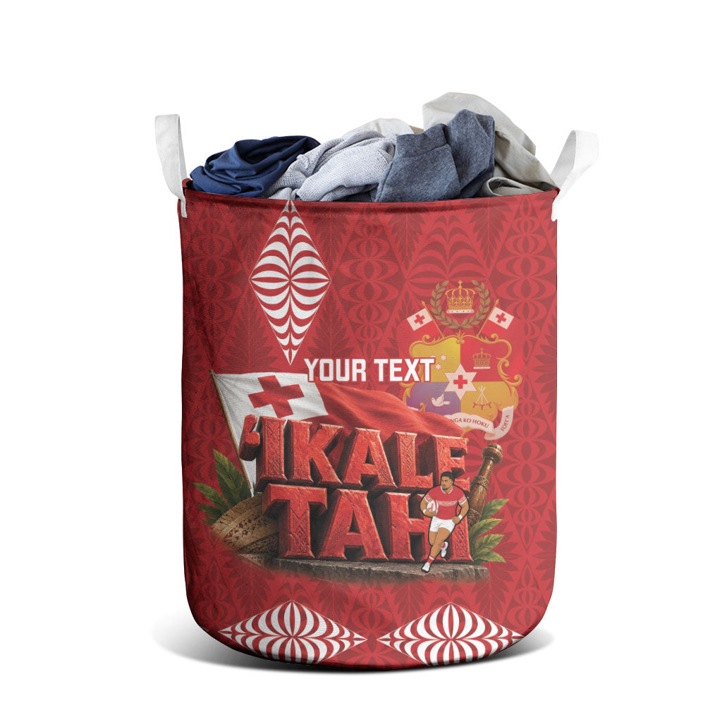 Tonga Rugby Custom Laundry Basket 2026 Go Ikale Tahi Ngatu Pattern LT14 - Polynesian Pride