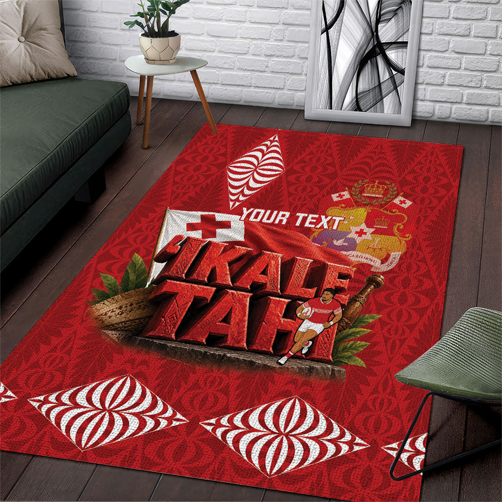 Tonga Rugby Custom Area Rug 2026 Go Ikale Tahi Ngatu Pattern LT14 Red - Polynesian Pride