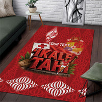 Tonga Rugby Custom Area Rug 2026 Go Ikale Tahi Ngatu Pattern LT14 Red - Polynesian Pride