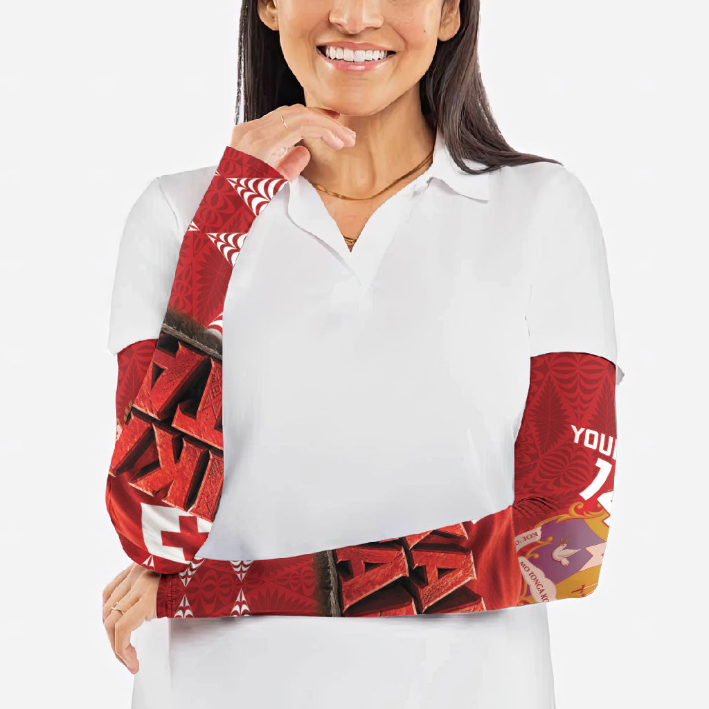 Tonga Rugby Custom Arm Sleeves 2026 Go Ikale Tahi Ngatu Pattern LT14 - Polynesian Pride