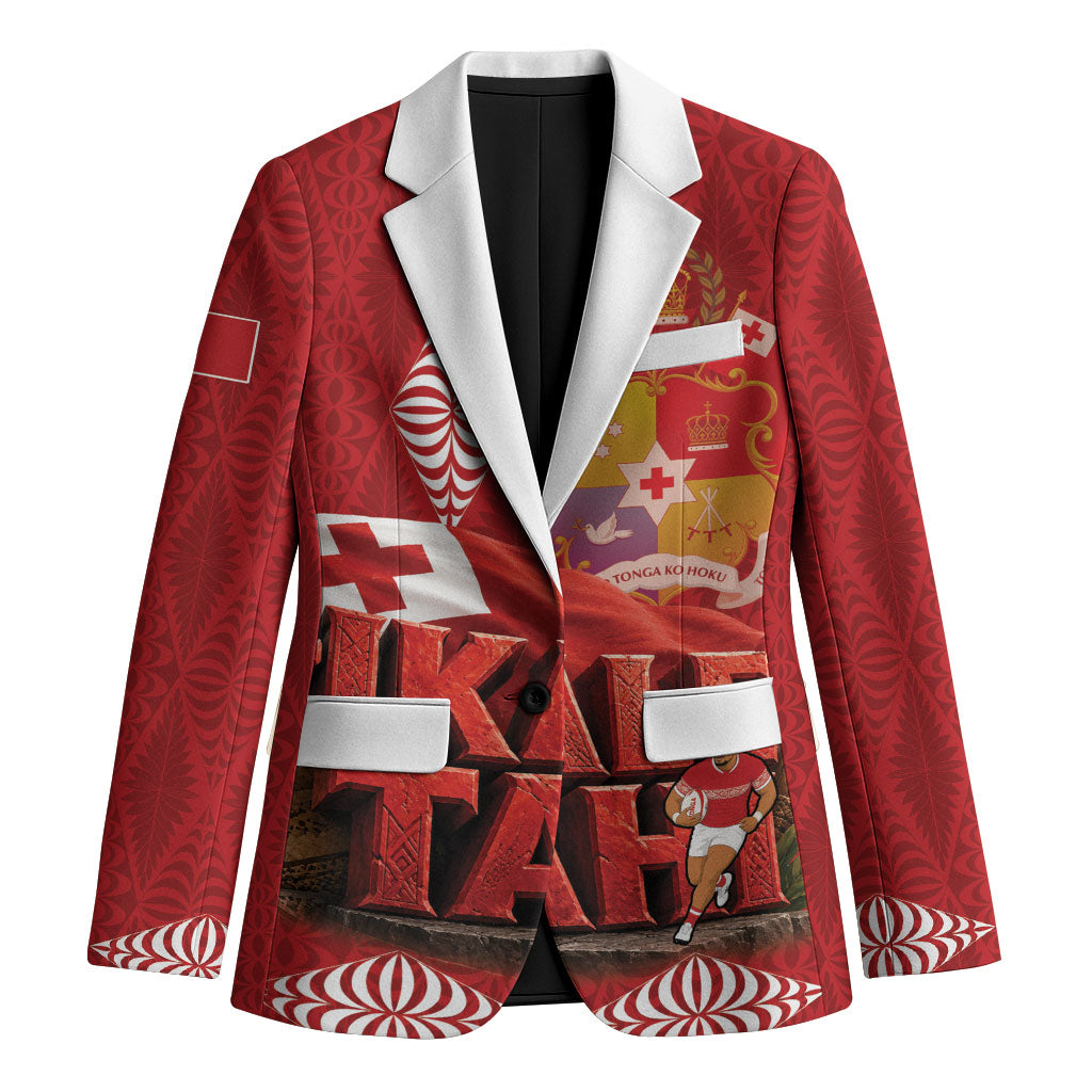 Tonga Rugby Custom Blazer 2026 Go Ikale Tahi Ngatu Pattern LT14 Unisex Red - Polynesian Pride