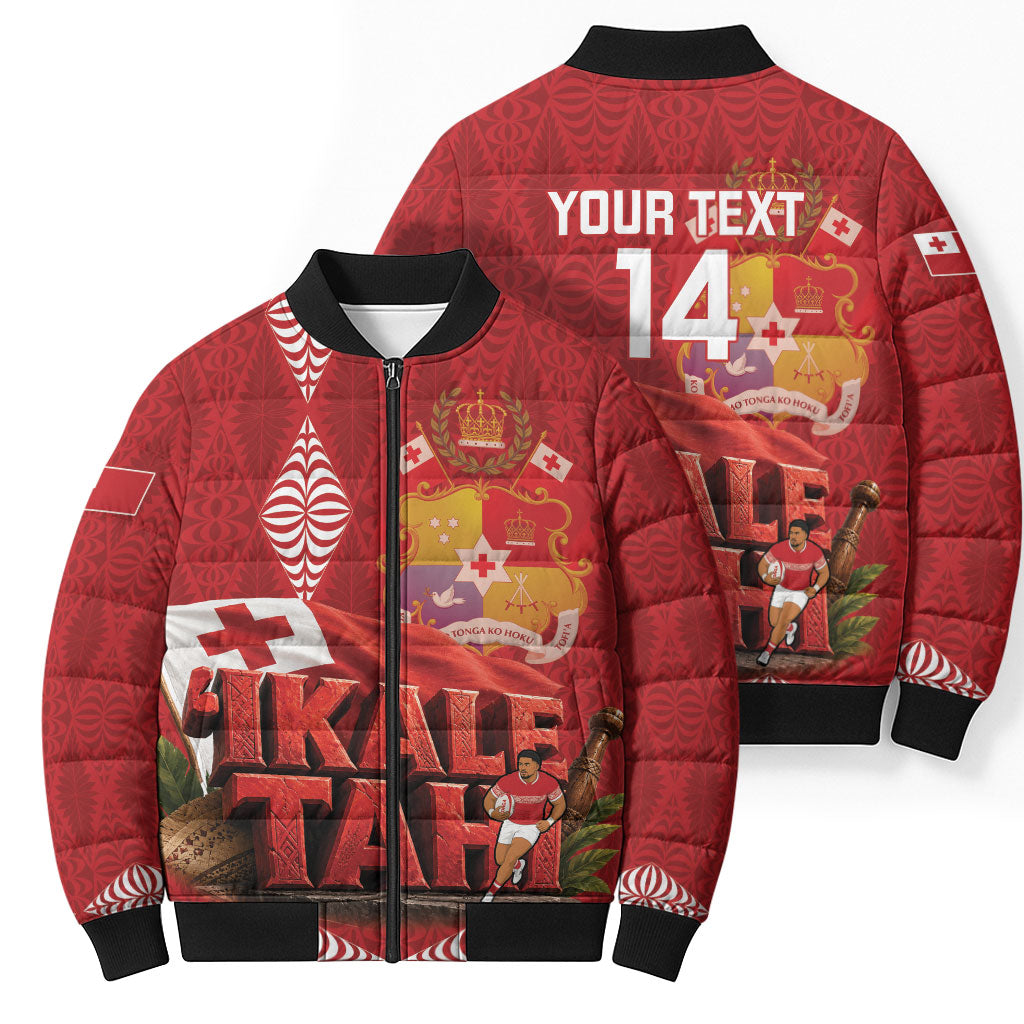 Tonga Rugby Custom Bomber Puffer Jacket 2026 Go Ikale Tahi Ngatu Pattern LT14 - Polynesian Pride