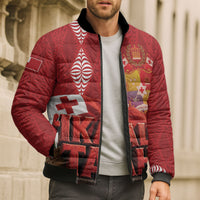 Tonga Rugby Custom Bomber Puffer Jacket 2026 Go Ikale Tahi Ngatu Pattern LT14 - Polynesian Pride
