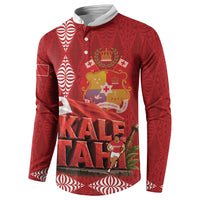 Tonga Rugby Custom Button Sweatshirt 2026 Go Ikale Tahi Ngatu Pattern LT14 - Polynesian Pride