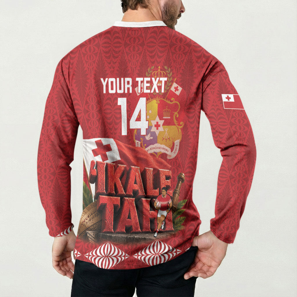 Tonga Rugby Custom Button Sweatshirt 2026 Go Ikale Tahi Ngatu Pattern LT14 - Polynesian Pride