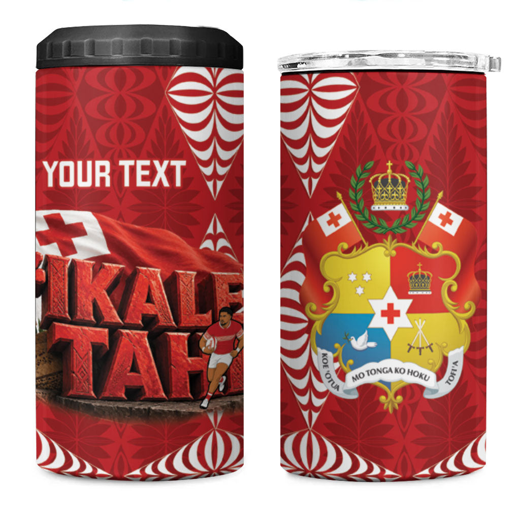 Tonga Rugby Custom 4 in 1 Can Cooler Tumbler 2026 Go Ikale Tahi Ngatu Pattern LT14 One Size: 16 oz Red - Polynesian Pride