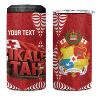 Tonga Rugby Custom 4 in 1 Can Cooler Tumbler 2026 Go Ikale Tahi Ngatu Pattern LT14 One Size: 16 oz Red - Polynesian Pride