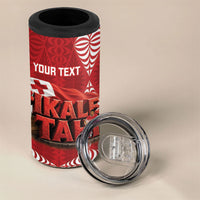 Tonga Rugby Custom 4 in 1 Can Cooler Tumbler 2026 Go Ikale Tahi Ngatu Pattern LT14 - Polynesian Pride