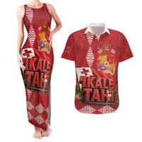 Tonga Rugby Custom Couples Matching Tank Maxi Dress and Hawaiian Shirt 2026 Go Ikale Tahi Ngatu Pattern LT14 Red - Polynesian Pride