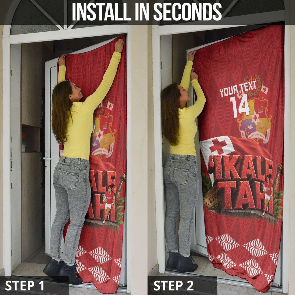 Tonga Rugby Custom Door Cover 2026 Go Ikale Tahi Ngatu Pattern LT14 - Polynesian Pride
