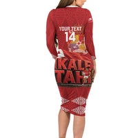 Tonga Rugby Custom Family Matching Long Sleeve Bodycon Dress and Hawaiian Shirt 2026 Go Ikale Tahi Ngatu Pattern LT14 - Polynesian Pride