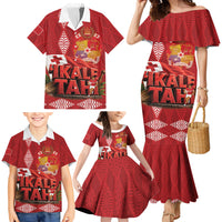 Tonga Rugby Custom Family Matching Mermaid Dress and Hawaiian Shirt 2026 Go Ikale Tahi Ngatu Pattern LT14 - Polynesian Pride