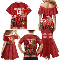 Tonga Rugby Custom Family Matching Mermaid Dress and Hawaiian Shirt 2026 Go Ikale Tahi Ngatu Pattern LT14 - Polynesian Pride