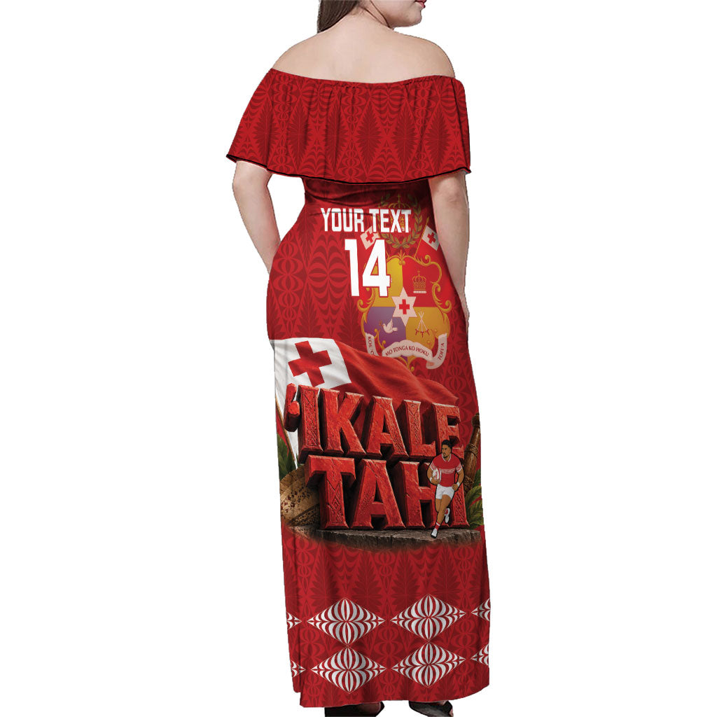 Tonga Rugby Custom Family Matching Off Shoulder Maxi Dress and Hawaiian Shirt 2026 Go Ikale Tahi Ngatu Pattern LT14 - Polynesian Pride
