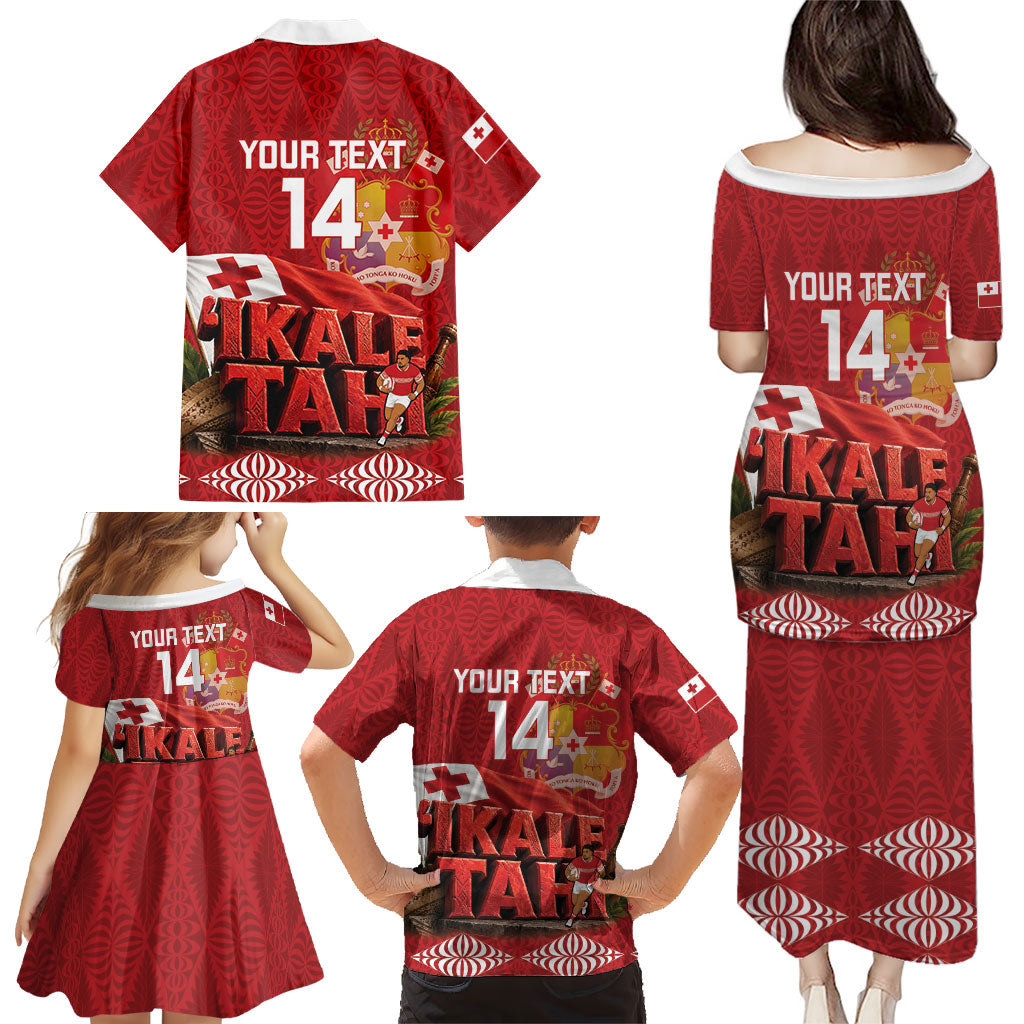 Tonga Rugby Custom Family Matching Puletasi and Hawaiian Shirt 2026 Go Ikale Tahi Ngatu Pattern LT14 - Polynesian Pride