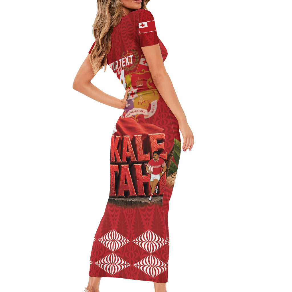 Tonga Rugby Custom Family Matching Short Sleeve Bodycon Dress and Hawaiian Shirt 2026 Go Ikale Tahi Ngatu Pattern LT14 - Polynesian Pride