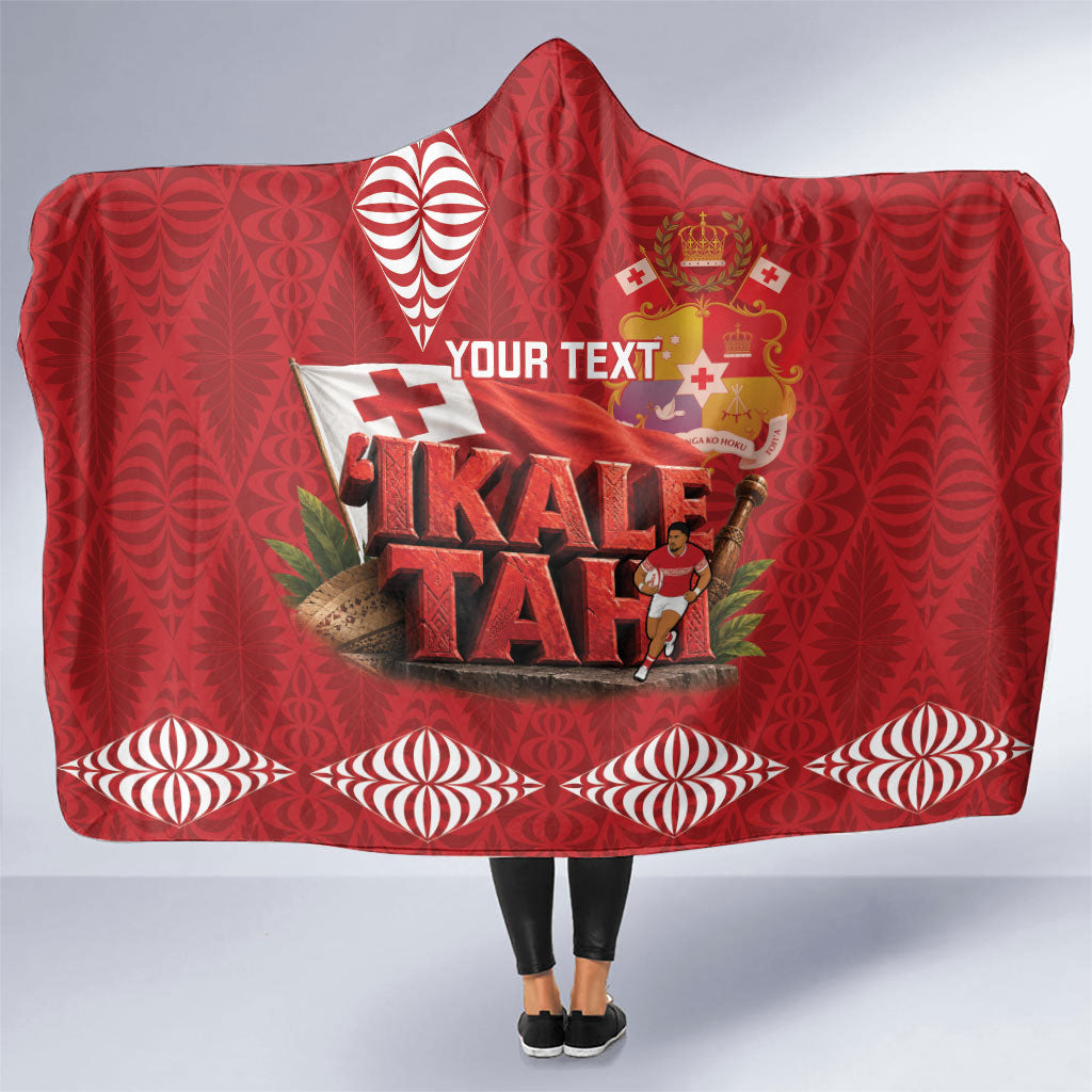 Tonga Rugby Custom Hooded Blanket 2026 Go Ikale Tahi Ngatu Pattern LT14 One Size Red - Polynesian Pride