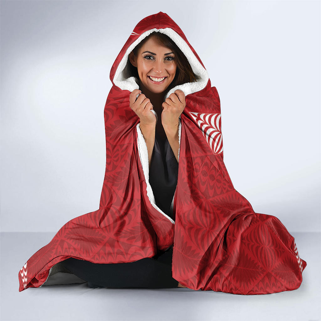 Tonga Rugby Custom Hooded Blanket 2026 Go Ikale Tahi Ngatu Pattern LT14 - Polynesian Pride