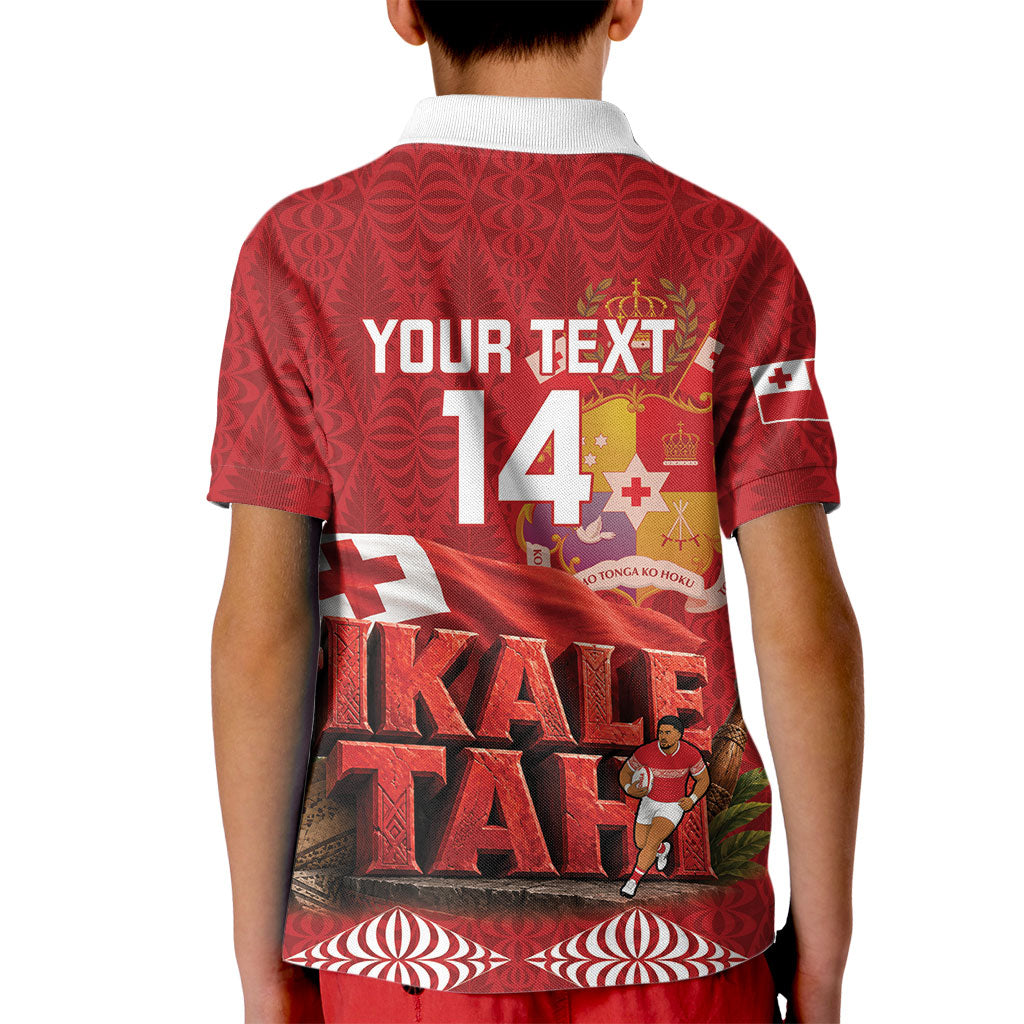 Tonga Rugby Custom Kid Polo Shirt 2026 Go Ikale Tahi Ngatu Pattern LT14 - Polynesian Pride