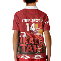 Tonga Rugby Custom Kid Polo Shirt 2026 Go Ikale Tahi Ngatu Pattern LT14 - Polynesian Pride