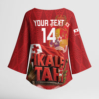 Tonga Rugby Custom Kimono Sleeve Blouse 2026 Go Ikale Tahi Ngatu Pattern LT14 - Polynesian Pride
