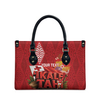 Tonga Rugby Custom Leather Bag 2026 Go Ikale Tahi Ngatu Pattern LT14 - Polynesian Pride