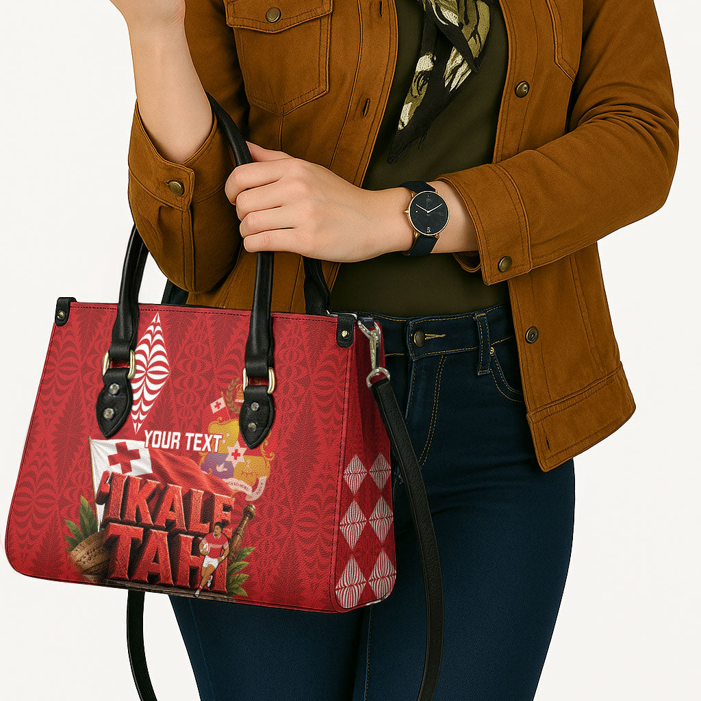Tonga Rugby Custom Leather Bag 2026 Go Ikale Tahi Ngatu Pattern LT14 - Polynesian Pride