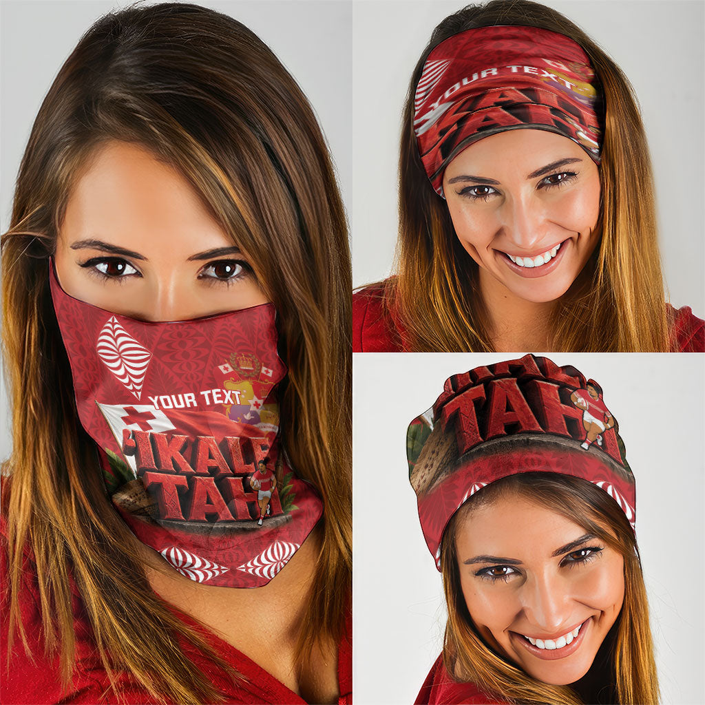 Tonga Rugby Custom Neck Gaiter 2026 Go Ikale Tahi Ngatu Pattern LT14 - Polynesian Pride