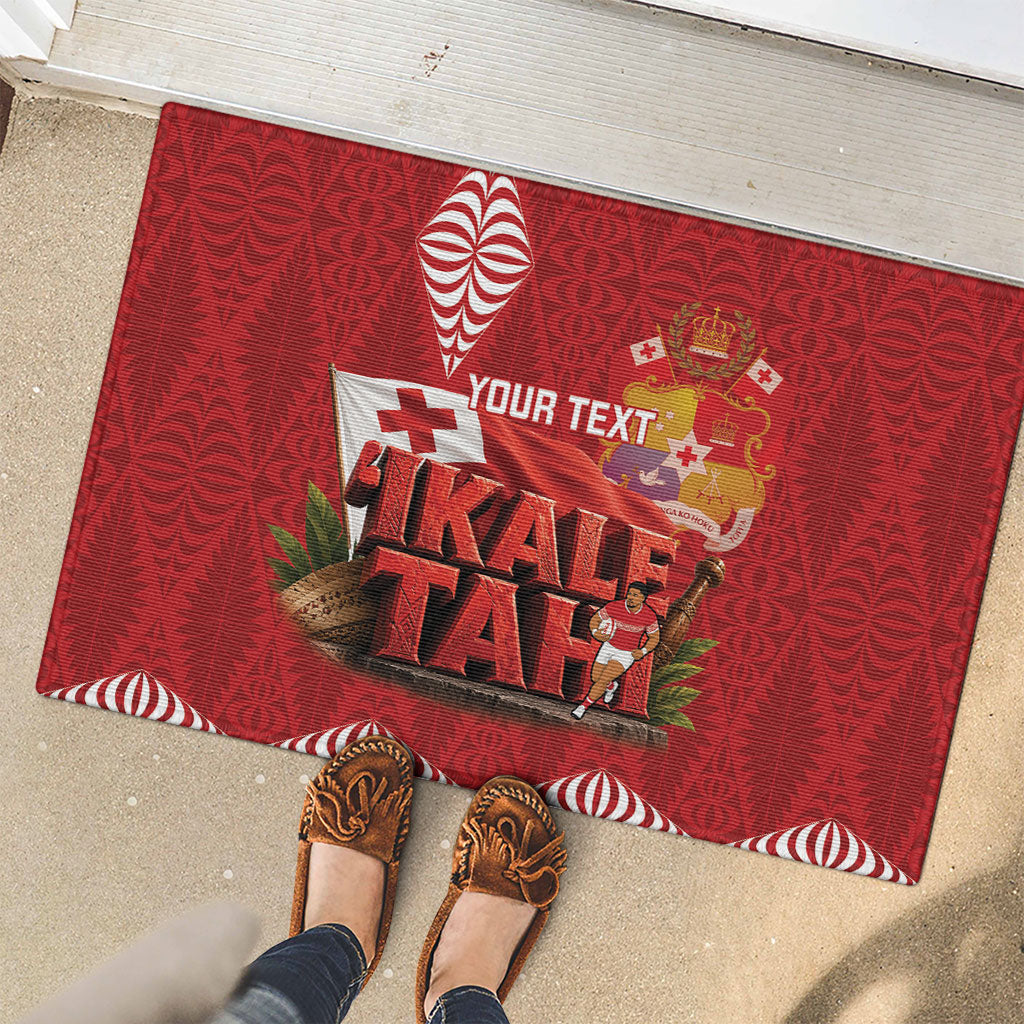 Tonga Rugby Custom Rubber Doormat 2026 Go Ikale Tahi Ngatu Pattern LT14 - Polynesian Pride