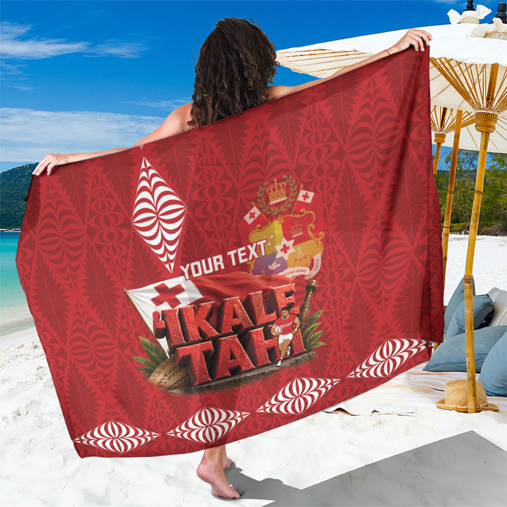 Tonga Rugby Custom Sarong 2026 Go Ikale Tahi Ngatu Pattern LT14 One Size 44 x 66 inches Red - Polynesian Pride