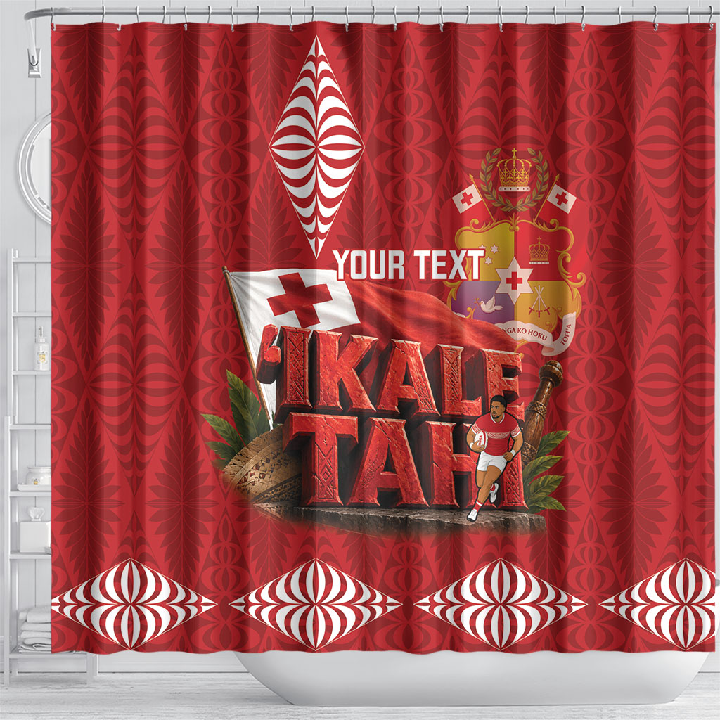 Tonga Rugby Custom Shower Curtain 2026 Go Ikale Tahi Ngatu Pattern LT14 - Polynesian Pride