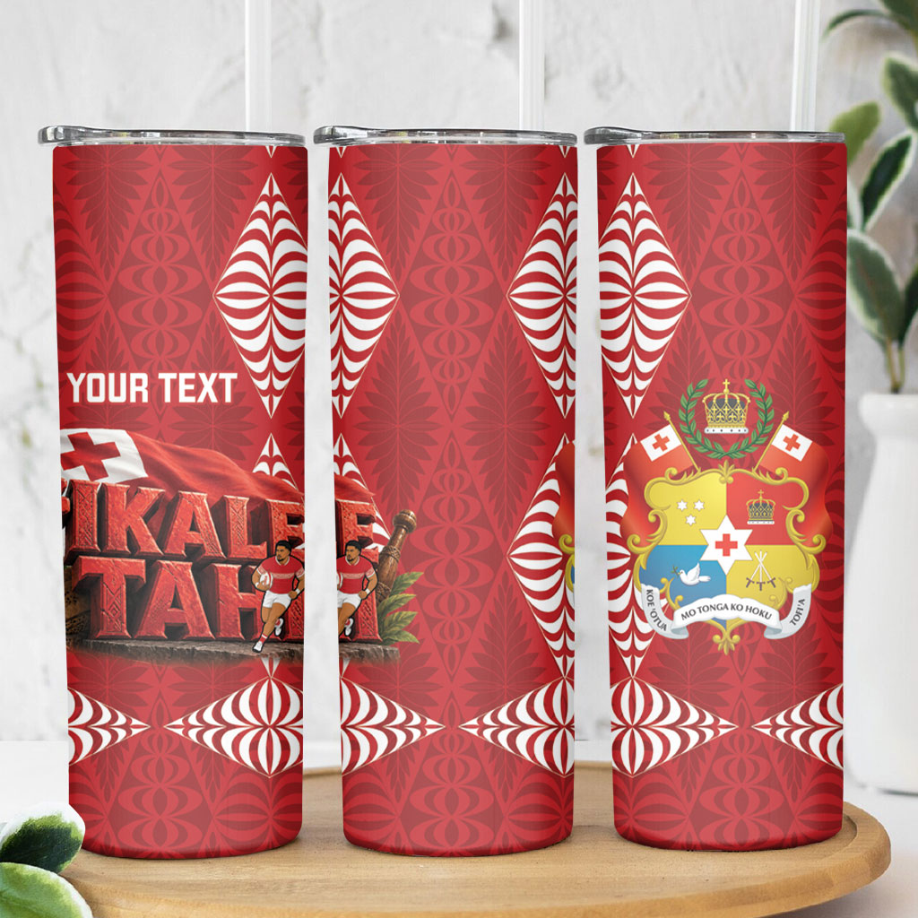 Tonga Rugby Custom Skinny Tumbler 2026 Go Ikale Tahi Ngatu Pattern LT14 - Polynesian Pride