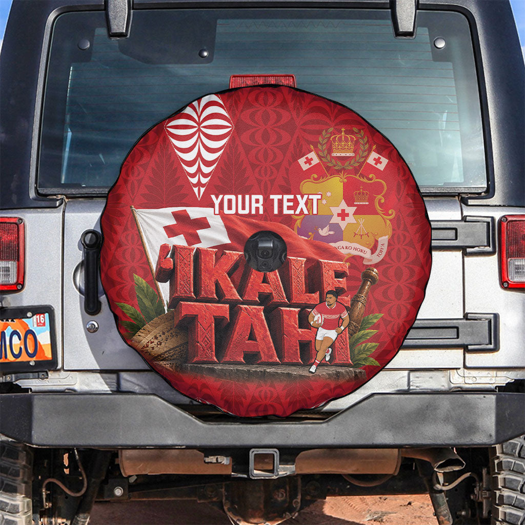 Tonga Rugby Custom Spare Tire Cover 2026 Go Ikale Tahi Ngatu Pattern LT14 Red - Polynesian Pride