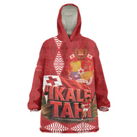 Tonga Rugby Custom Wearable Blanket Hoodie 2026 Go Ikale Tahi Ngatu Pattern LT14 One Size Red - Polynesian Pride