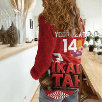 Tonga Rugby Custom Women Casual Shirt 2026 Go Ikale Tahi Ngatu Pattern LT14 - Polynesian Pride
