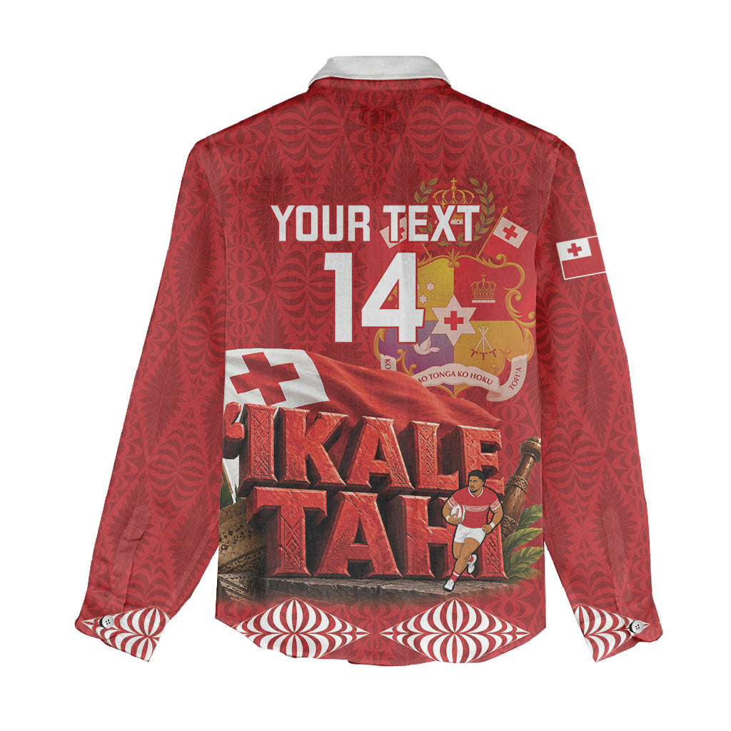 Tonga Rugby Custom Women Casual Shirt 2026 Go Ikale Tahi Ngatu Pattern LT14 - Polynesian Pride