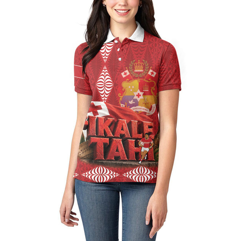Tonga Rugby Custom Women Polo Shirt 2026 Go Ikale Tahi Ngatu Pattern LT14 - Polynesian Pride