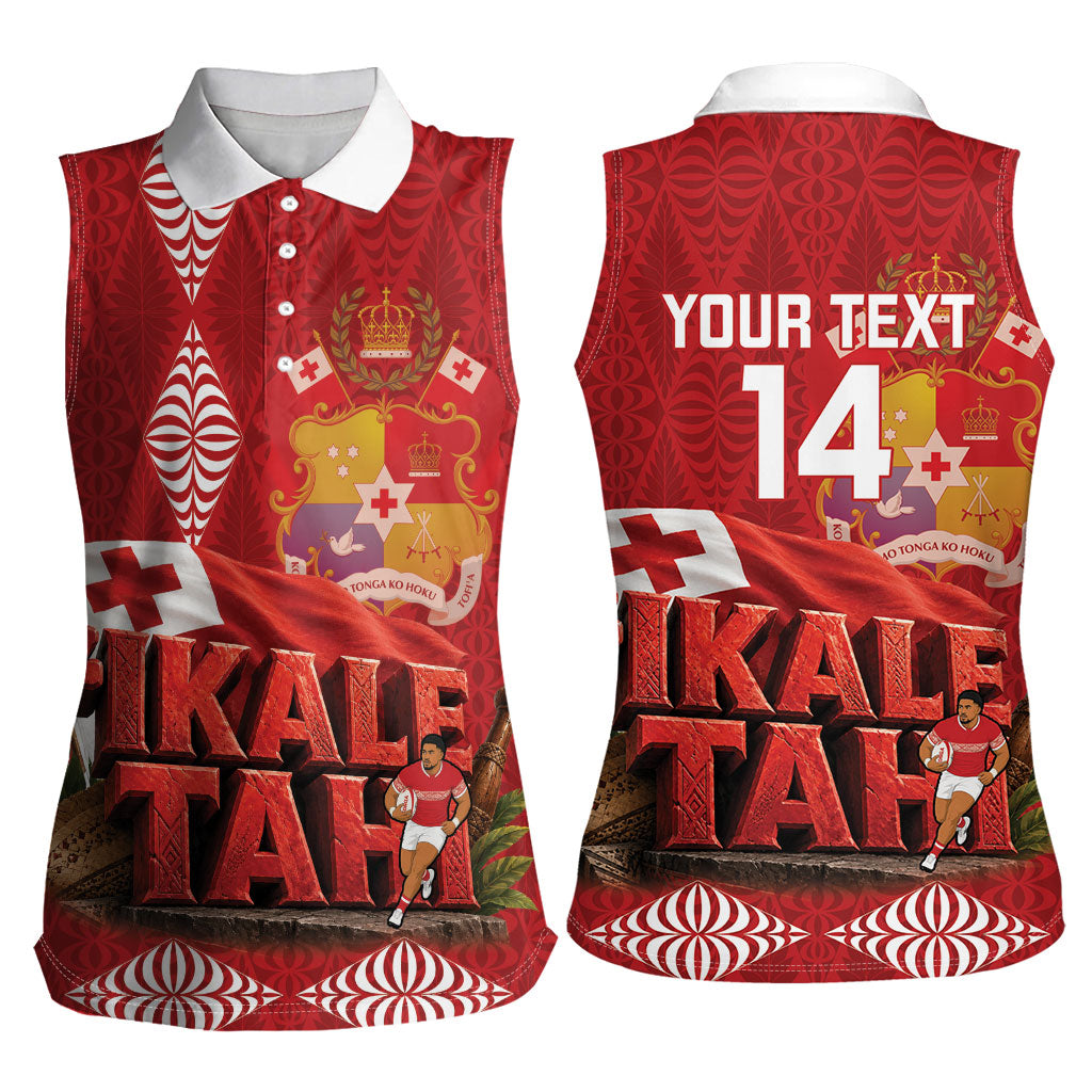 Tonga Rugby Custom Women Sleeveless Polo Shirt 2026 Go Ikale Tahi Ngatu Pattern LT14 - Polynesian Pride