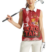 Tonga Rugby Custom Women Sleeveless Polo Shirt 2026 Go Ikale Tahi Ngatu Pattern LT14 - Polynesian Pride
