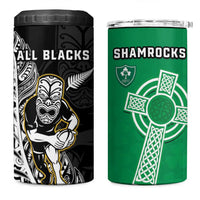New Zealand and Ireland Rugby 4 in 1 Can Cooler Tumbler All Black Maori Mix Shamrocks LT14 One Size: 16 oz Black - Polynesian Pride